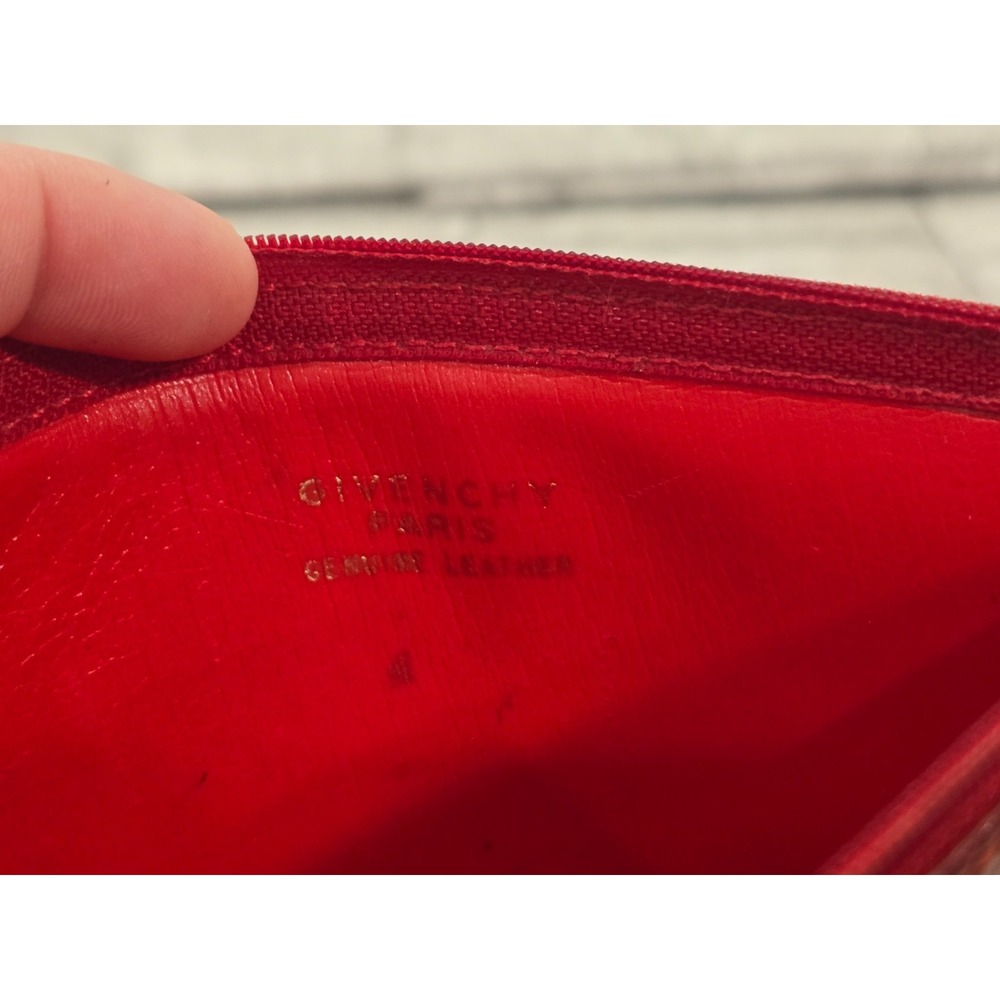 Givenchy Paris Medium Red Croc-Embossed Leather Pouch 7" x 4.5" - Picture 11 of 11